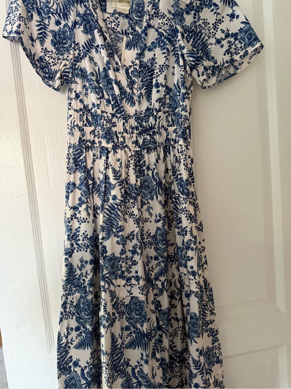 Maeve Cream Dress with Blue Floral Print